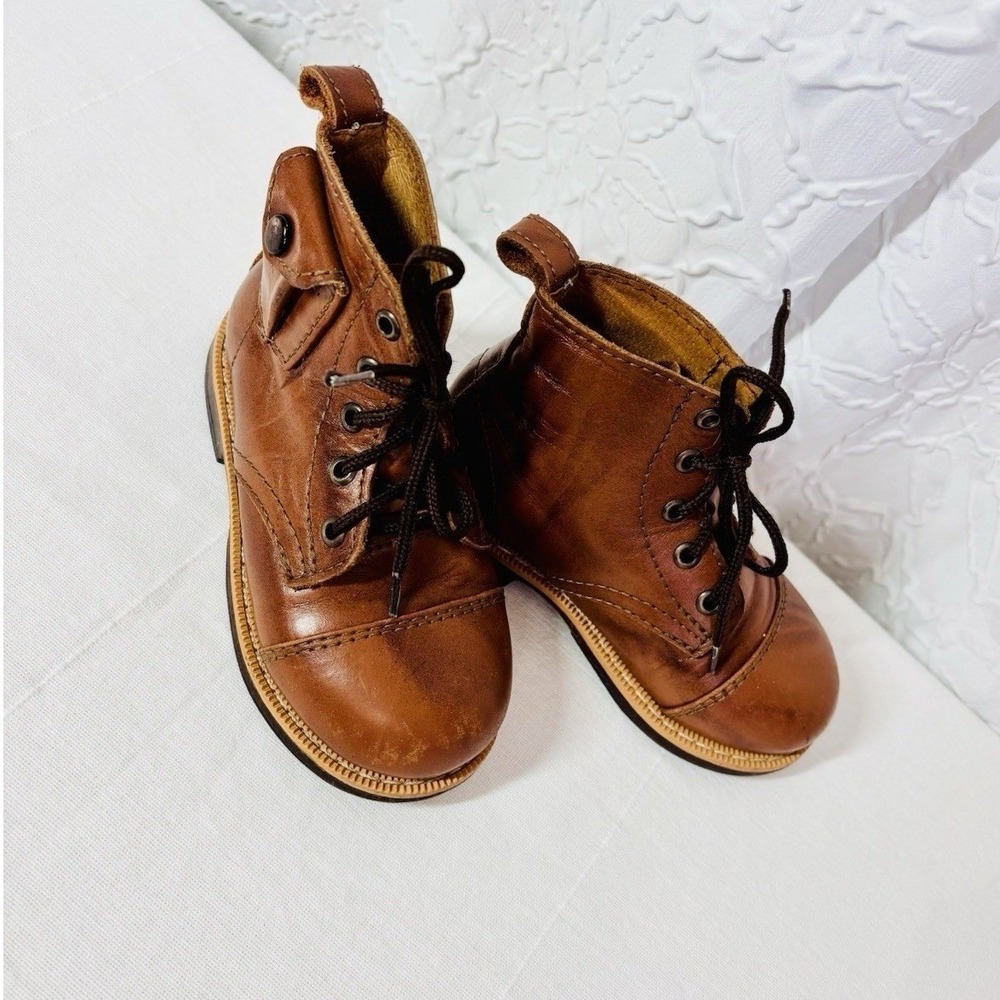 Mikoleon Brown Leather Heirloom Classic Lace Up Boots Shoes Kid's Size 23 US 7 - Picture 3 of 9